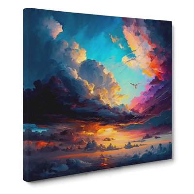 Cloudy Sky Palette Knife Painting - Print