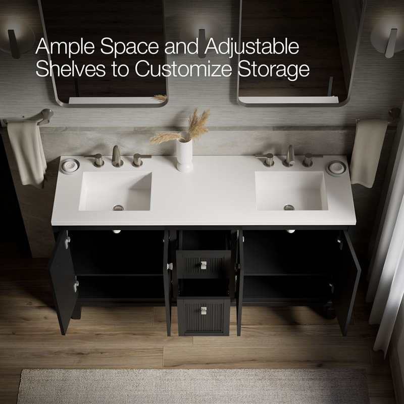 Hearthaven 60-In Bathroom Vanity Set, Slate Gray