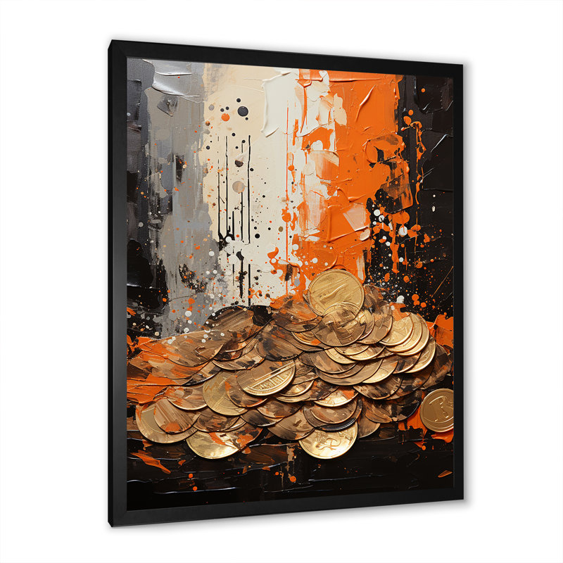 Popart dynamique Dollars I - art mural abstrait, salon_105758, H 32 po x l 16 po x P 1 po, Cadre photo noir