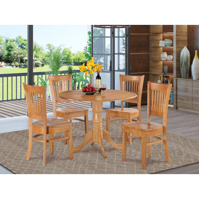 Ensemble de table de salle à manger 5 pièces moderne comprenant une table ronde en bois avec Dropleaf et 4 chaises de salle à manger, 42 x 42 pouces, chêne