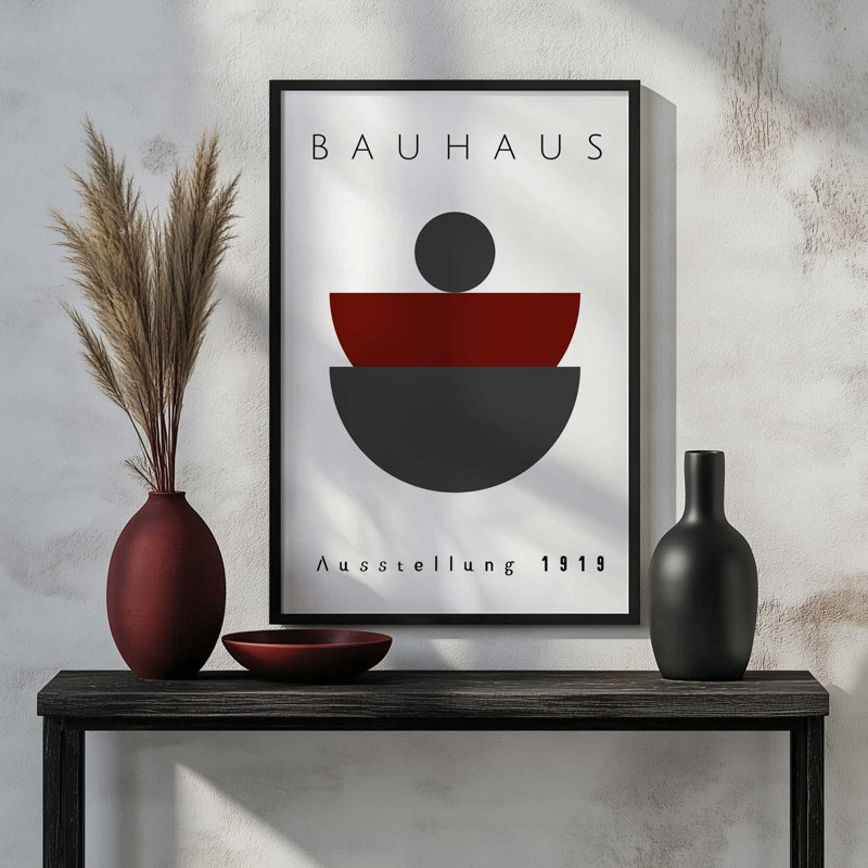 Impression de formes équilibrées Bauhaus, H 15,25 po x l 12,25 po, Cadre en zinc patiné, Bauhaus équilibré