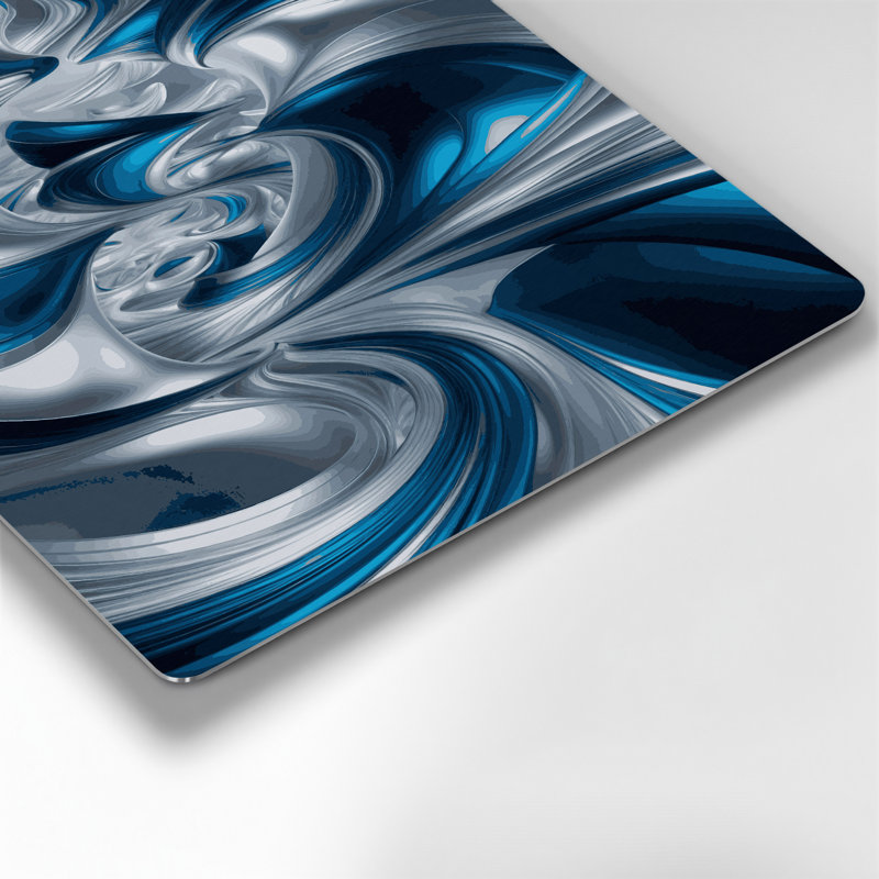Abstrait paysage 38, art mural en métal bleu, H 32 po x l 32 po