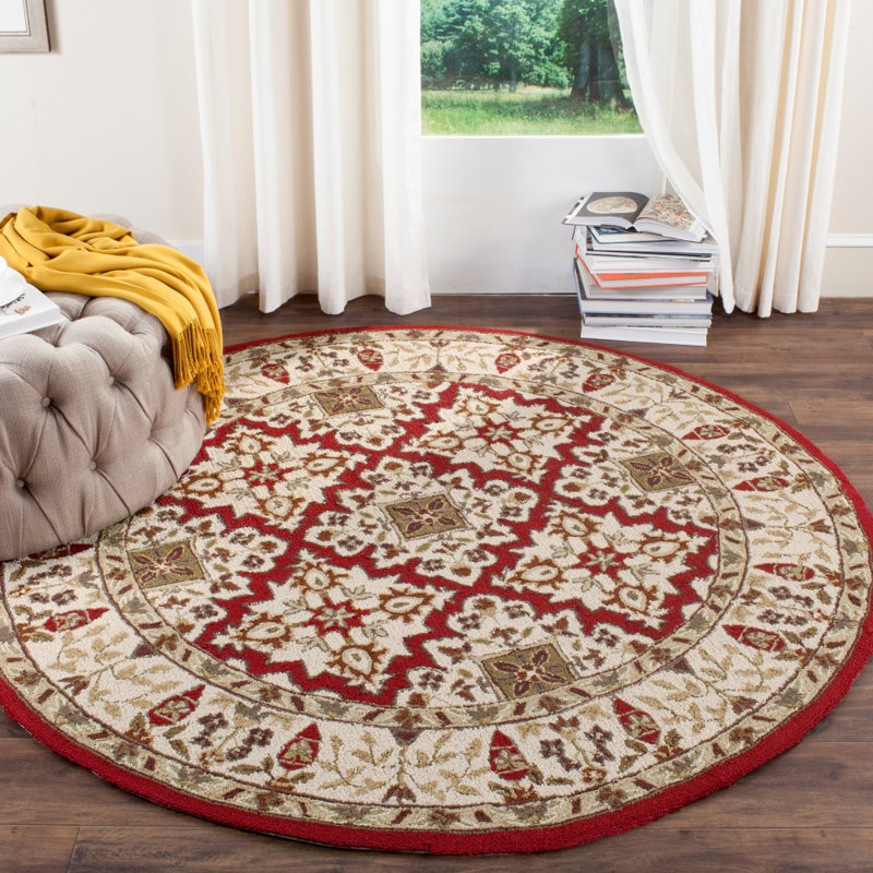 Broadcommon Hand Hooked Performance Oriental Rug, Round 8'