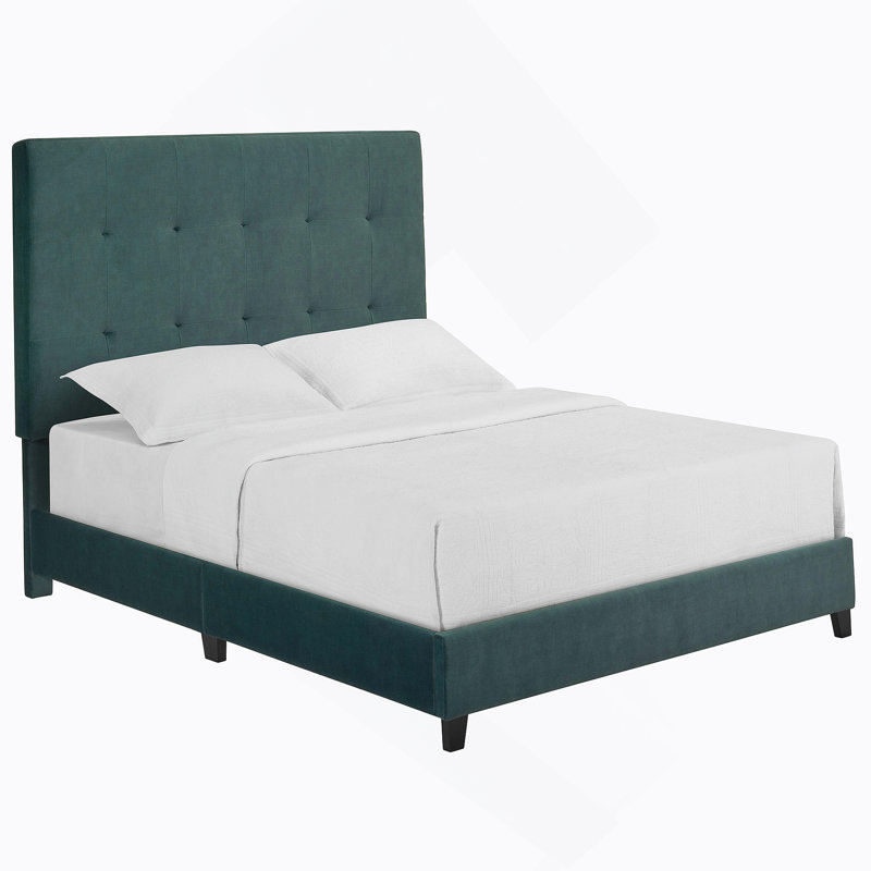 Lit plateforme tapissier touffeté, Vert