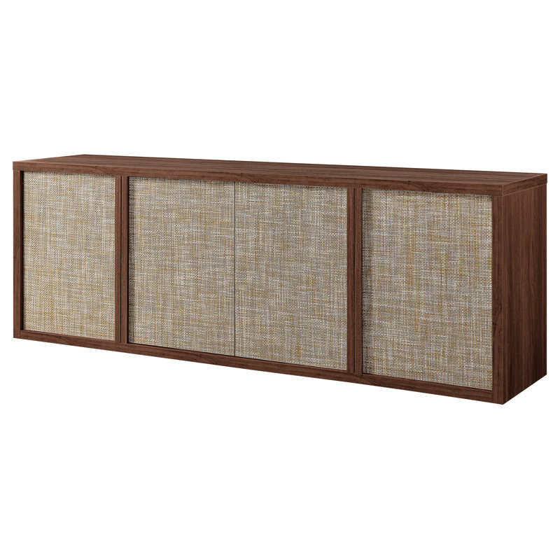 Kai Rectangular TV Stand for TV's up to 75" in Black Grain, Satin Walnut