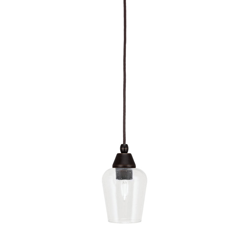 Mini-luminaire suspendu avec cordon en verre transparent 5 po Any, Bronze huilé