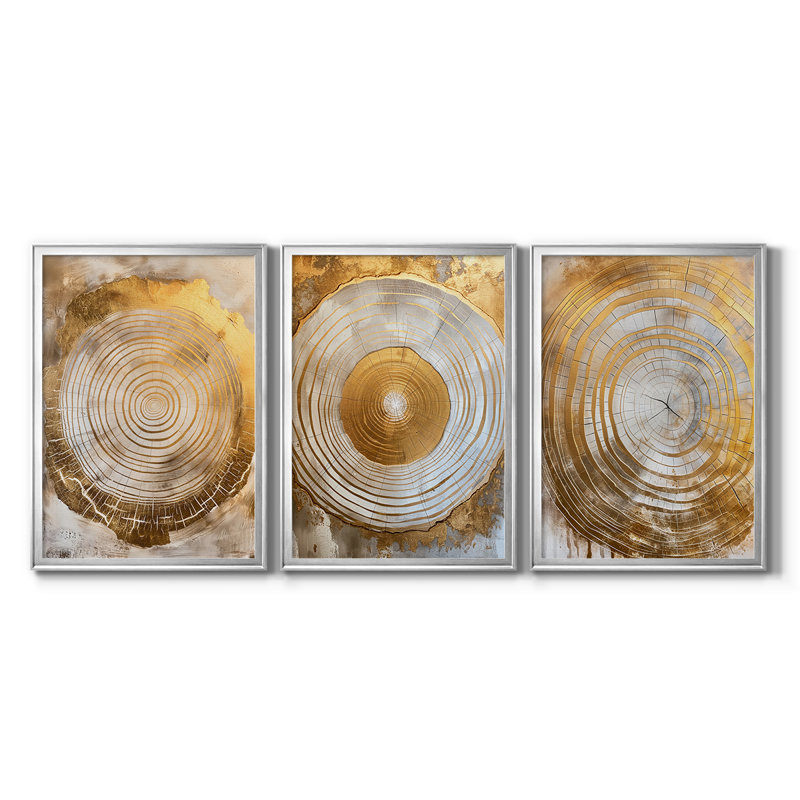 ABSTRACT Series CCXIV - Toile tendue avec châssis sur mesure - 3 pièces, Argent argent, H 27 po x l 39 po