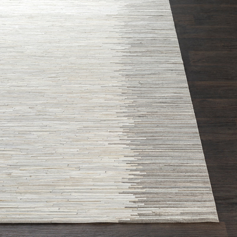 Leather Geometric Area Rug, Rectangle 5' x 8'