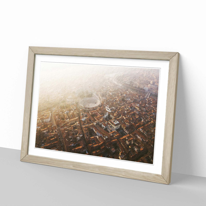 Arena Di Verona In Italy - Single Picture Frame Painting, 33cm H x 45cm W x 2cm D, Oak Framed