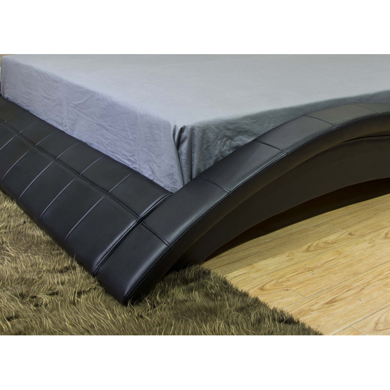 Anglo Vegan Leather Wingback Bed, Black, King