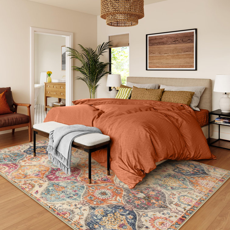 Violia Moroccan Bloom Medallion Area Rug – Plush Textured Accent with Non-Slip Backing