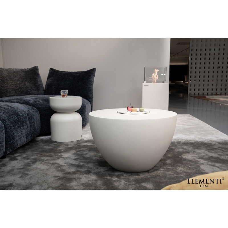  CHRONOS Round Concrete Coffee Table 66 x 66 x 41.5 cm, White