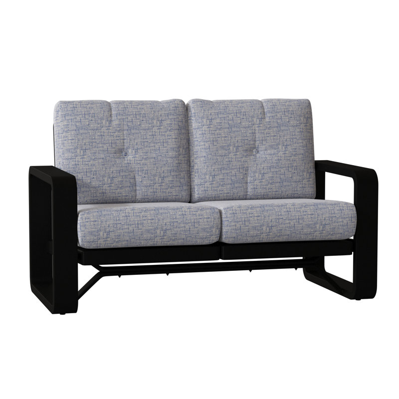 Causeuse à bascule double avec coussins Vale, Sunbrella® en gravier piqué, Noir texturé