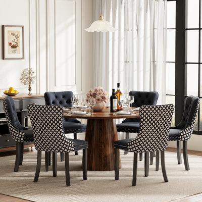 Ensemble de table de salle à manger ronde avec 4 chaises capitonnées rembourrées, ensemble de table de salle à manger de style Mid-Century pour coin-repas de cuisine