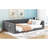 Full Xl Sized Velvet Daybed In Gray With Side Pocket - Versatile For Different Occasions No Box Spring Easy Assembly Storage Ideal Daily Comfort Process-1019288403