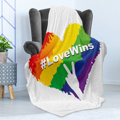 Ambesonne Pride Fleece Throw Blanket LGBT Colored Heart Multicolor