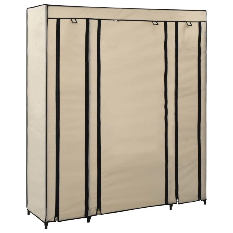 3 Door Fabric Wardrobe, Cream