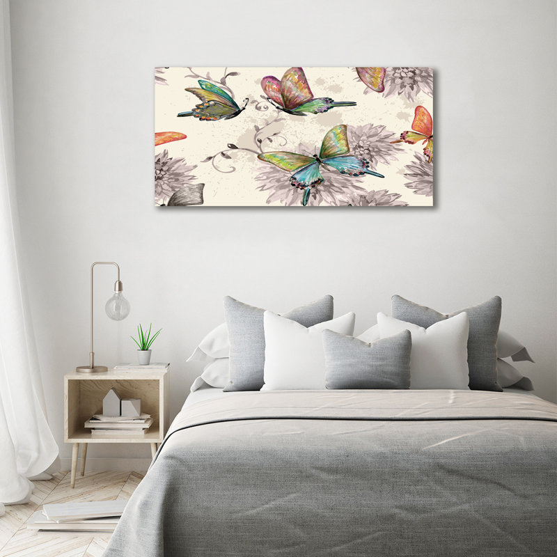 Butterflies And Flowers - Wrapped Canvas Print, Canvas, 70cm H x 140cm W 