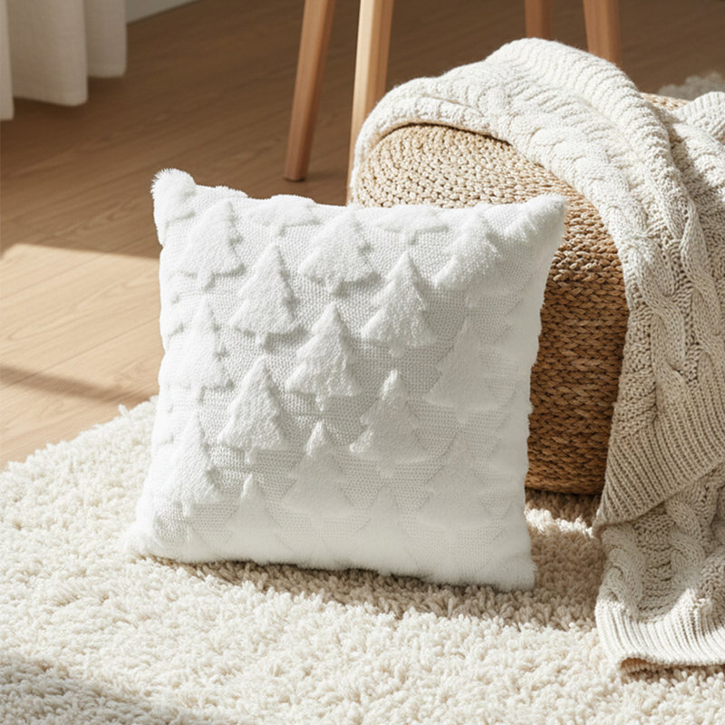 Cotton White Rectangular Backrest Cushion