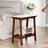 Retro Artificial Rock Slab Side Table,Stylish End Table With Storage Shelf
