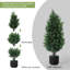Ensemble de 2 arbres en cèdre artificiel de 3 pi (90 cm) - Faux plantes à feuilles persistantes d'intérieur / extérieur avec jardinières noires