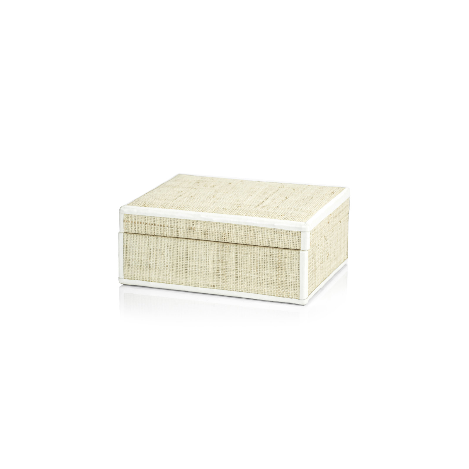 Hadaway Raffia Decorative Box, 4" H x 9" W x 7" D, White/Natural