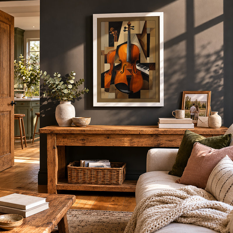 Cello in Composition Modern - Framed Print, A3 - 42.0 x 29.7 cm, White