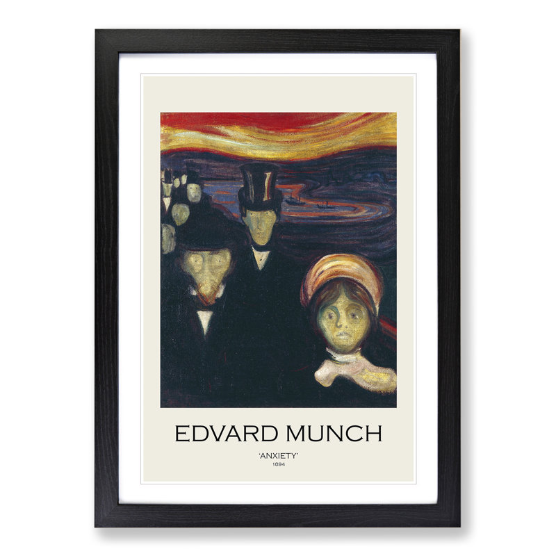 Anxiety by Edvard Munch - Picture Frame Painting, Black Framed, 36cm H x 27cm W x 2cm D