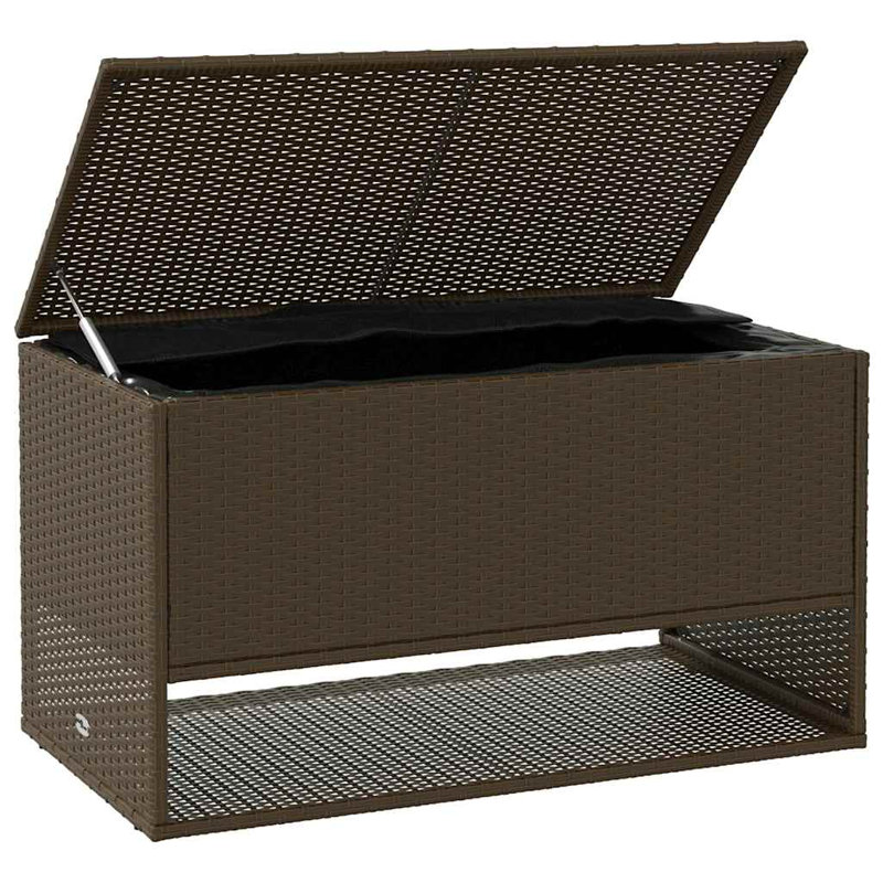 Vidaxl Cushion Box PE Rattan, Powder-Coated Steel, Polyester, 21.9" H x 39.4" W x 21.7" D, Brown