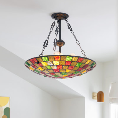 Luminaire suspendu rétro en verre coloré 5 lumières rétro Tiffany Chandeiler