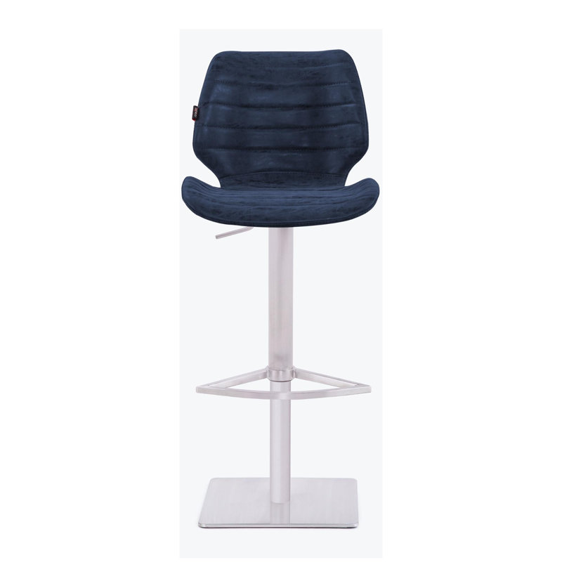 Tabouret de bar rotatif à hauteur ajustable Hemani, Bleu foncé