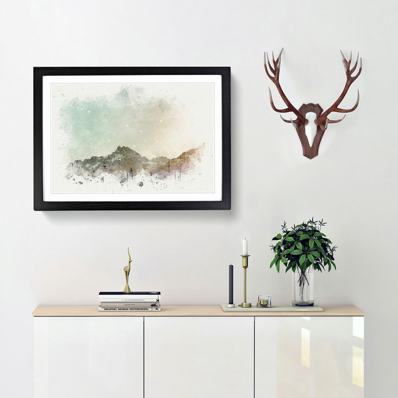 Forest Before the Mountain in Abstract - Picture Frame Graphic Art Print, 62cm H x 87cm W x 2cm D, Black Framed