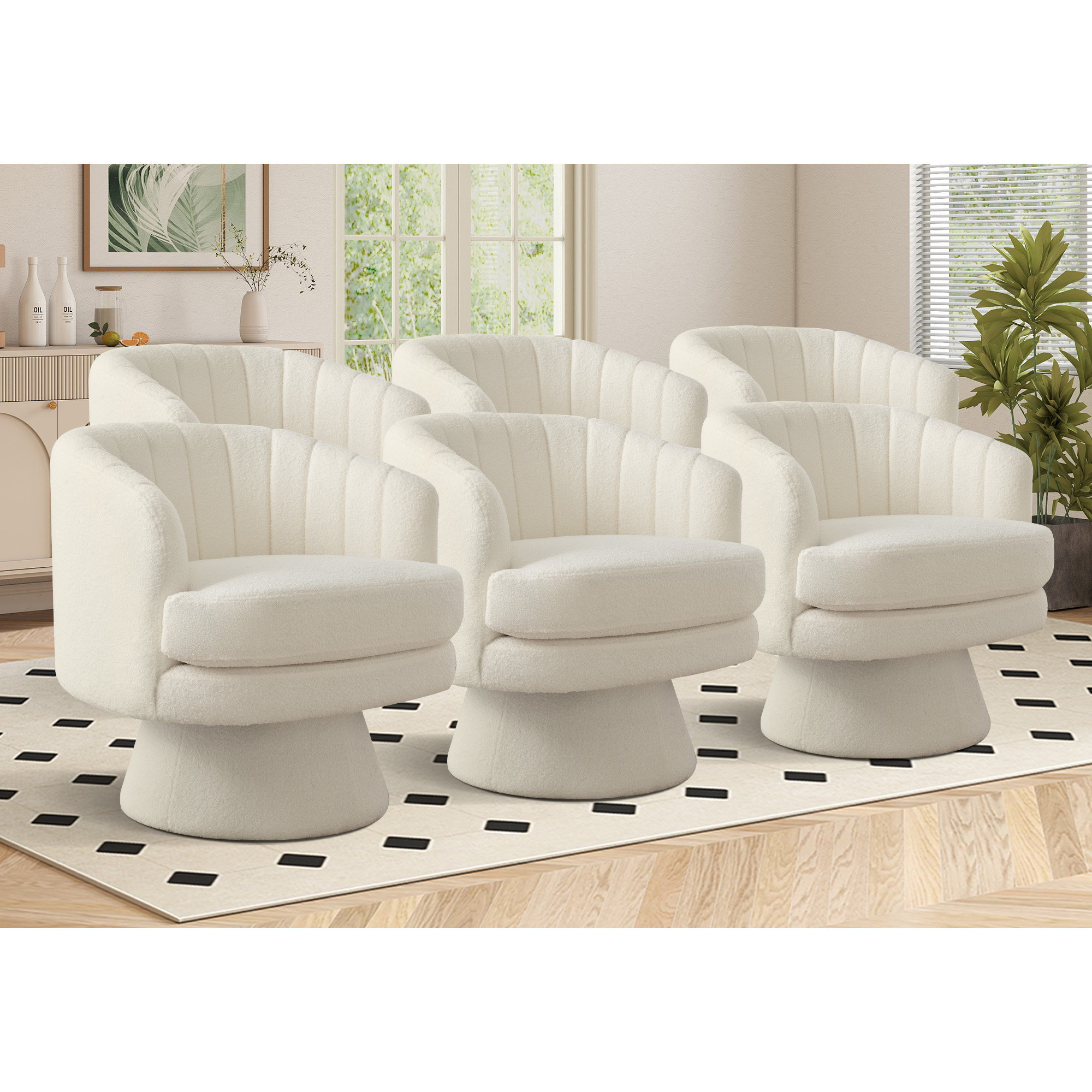 Hokku Designs 6-Piece Classroom Swivel Chair Set - Height-Adjustable ...
