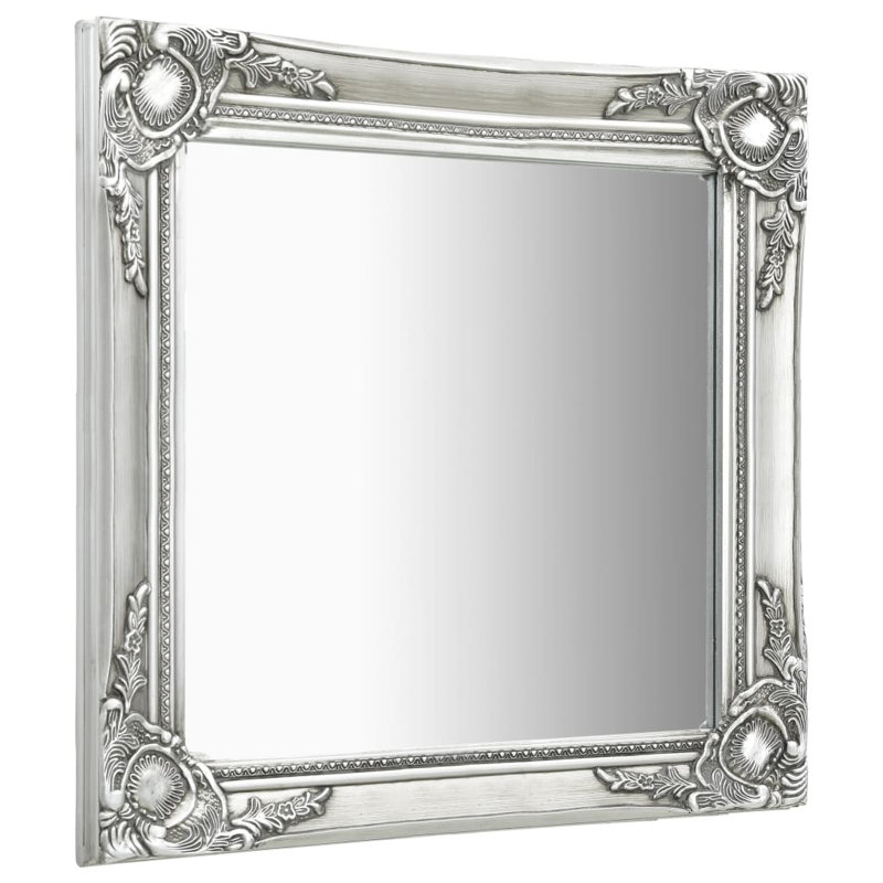 Ginsberg Wood Square Wall Mirror, Silver, 60cm H x 60cm W