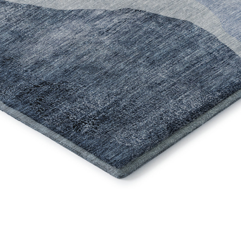 Premium Machine Washable Prisco Blue Rug, Runner 2'3" x 7'6"