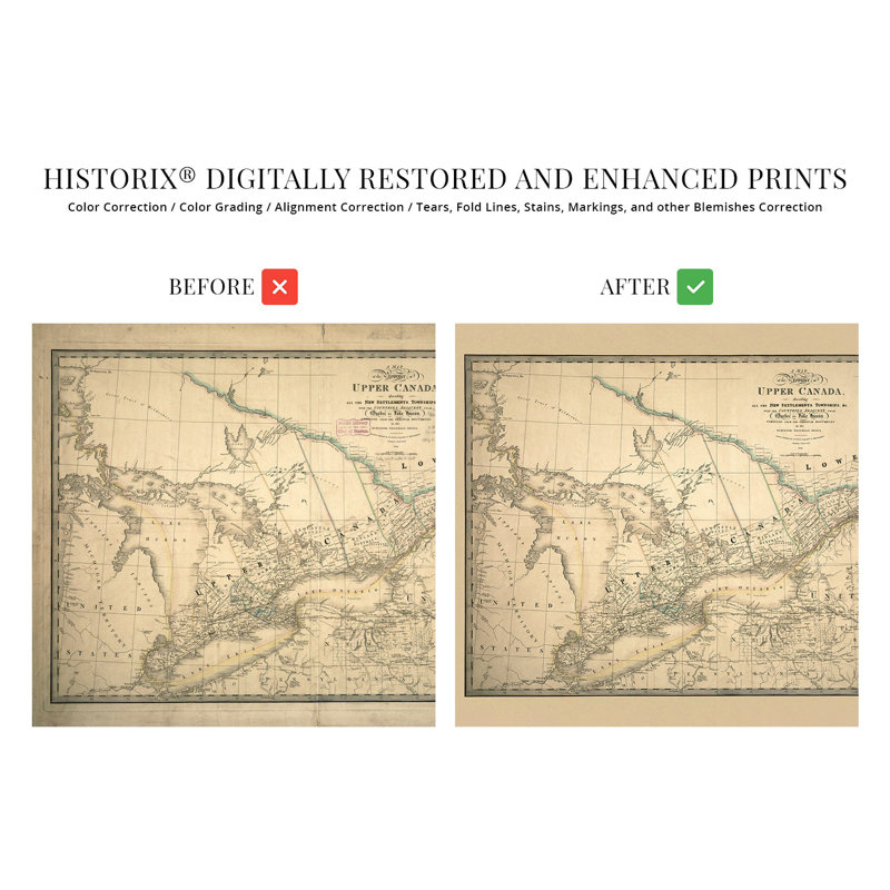 1836, carte du haut Canada, H 18 po x l 24 po