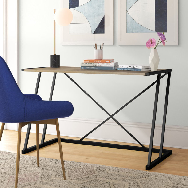 Alperton Metal Base Writing Desk, Walnut/Black