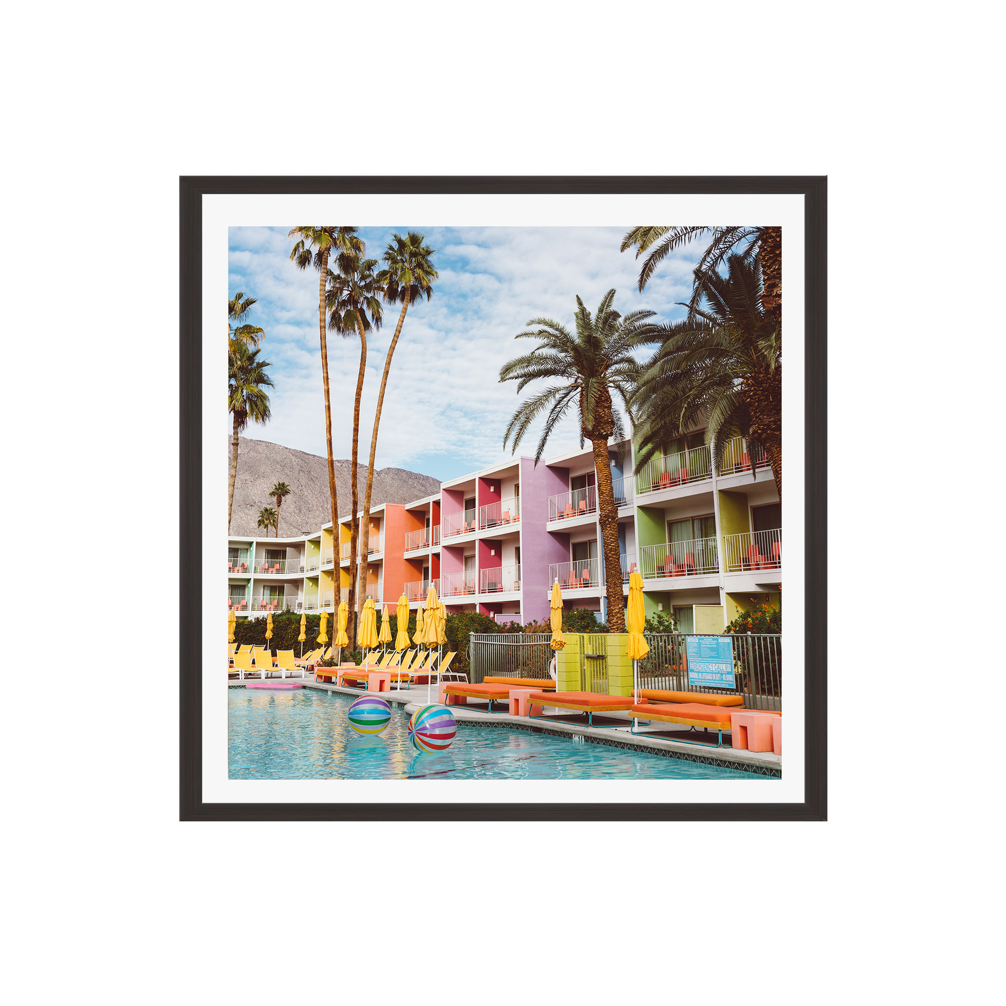 Palm Springs Pool Day VII by Bethany Young Photography, Espresso Single Picture Framed, 12" H x 12" W x 0.75" D, Yes