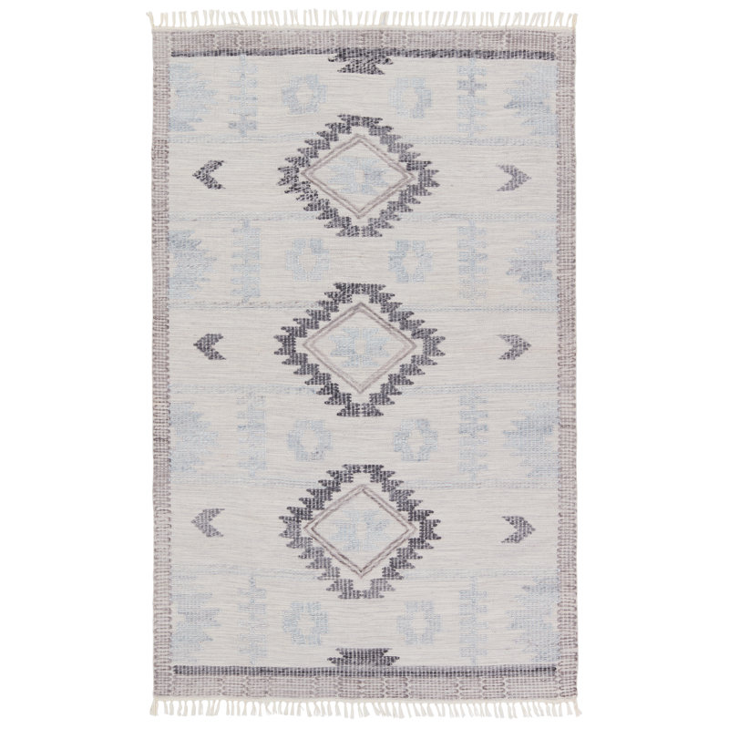Tapis tribal argenté / noir tissé à la main intérieur / extérieur (5 pi x 8 pi), Rectangle 2 pi x 3 pi