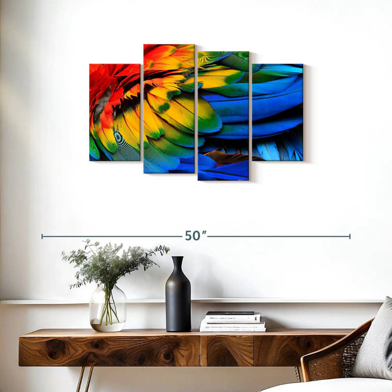 Brampt Macaw Bird Feathers, 22" H x 36" W