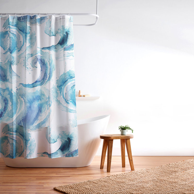Rideau de douche Ninola Design Sea Waves, Blue Animal Print 1