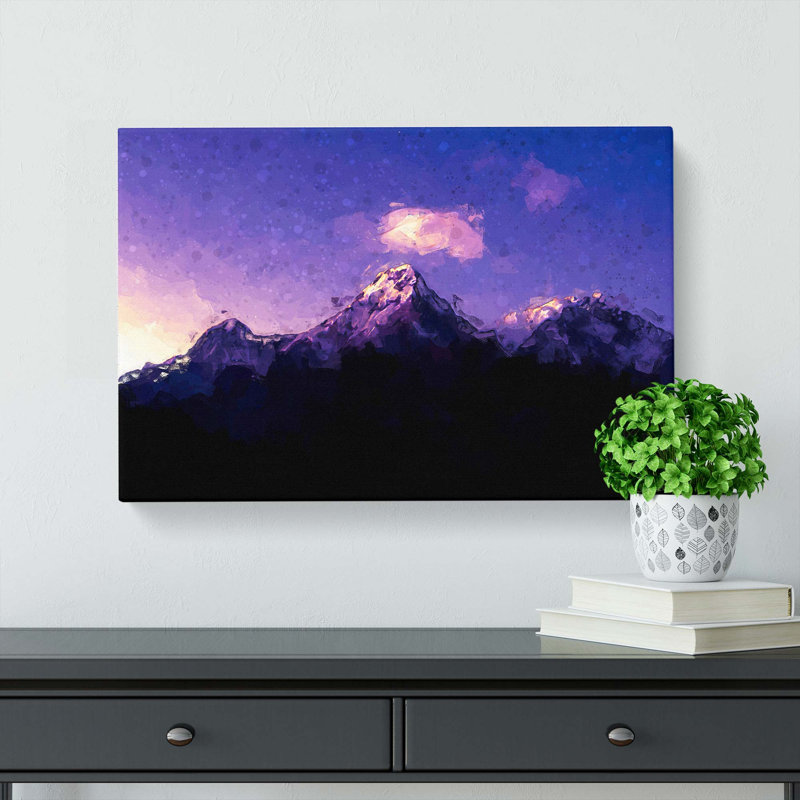 Mountains In Nepal At Night In Abstract - Wrapped Canvas, 60cm H x 91cm W x 3cm D