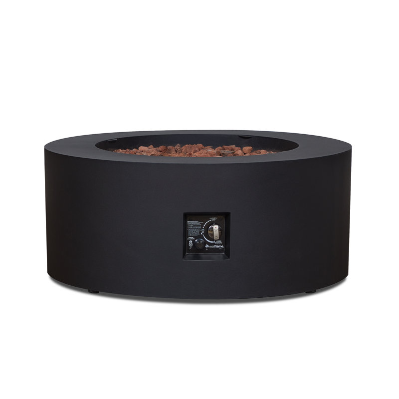Aegean 36" Round Black Steel Gas Fire Pit Table