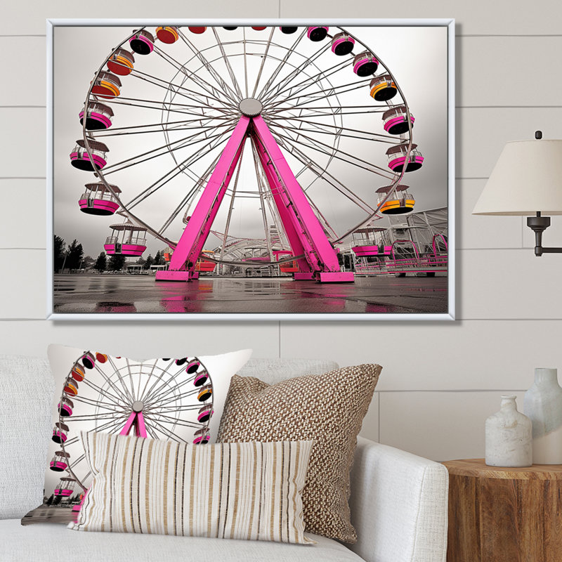 Grande roue rose Merrygoround Magic II - impression, H 16 po x l 32 po x P 1 po, Cadre flottant blanc