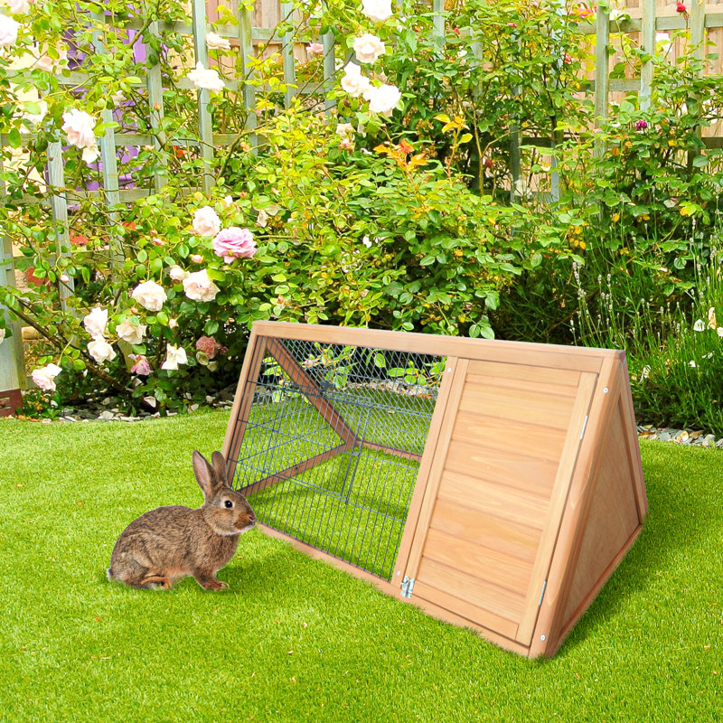 Petit animal en bois 46 po x 24 po avec fil extérieur et fil de ventilation en jaune - Portable compact pour cage d'extérieur