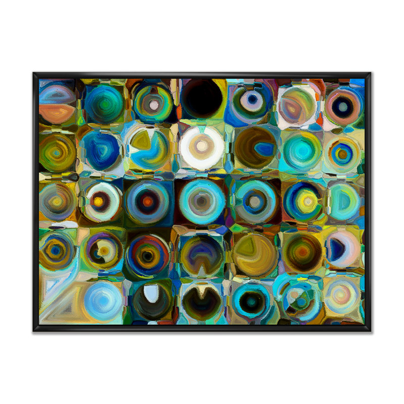 «Colorful Colorful Green and Turquoise Element», reproduction sur toile flottante, Cadre noir, H 16 po x l 32 po x P 1 po