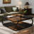 Square Coffee Table, 39.4" Central Cocktail Table with 2-Tier Shelves for Living Room-425664864