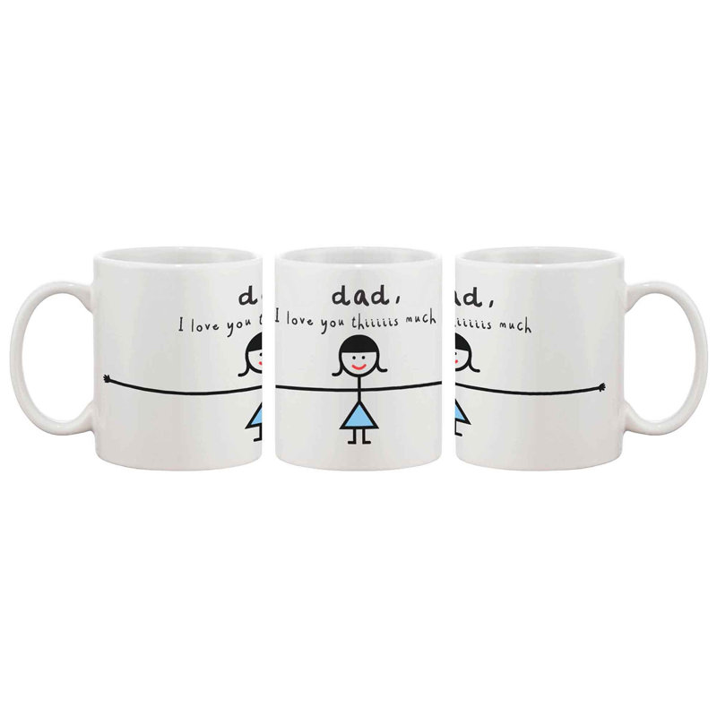 White Ceramic Father's Day Coffee Mug with Cute Graphic Design