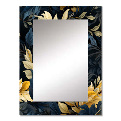 Cliffard Yellow And Blue Tropical Plants Pattern - tropical  Wall Mirror, Botanical, Floral Decorative Mirror, Printed Metal Art