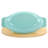 Martha Stewart 2 Piece Enameled Cast Iron Oval Casserole Birch Wood Trivet Set In Aqua-59805343